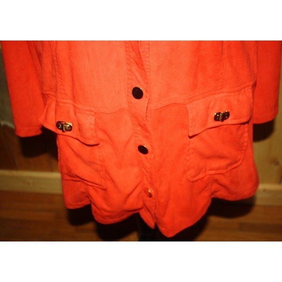 Onque Casual Red Velour Jacket Sz XL LS Shoulder Bands Snaps Pockets Dressy GUC - Picture 3 of 9